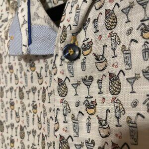 Men's Cocktail Print Short Sleeve Button Up